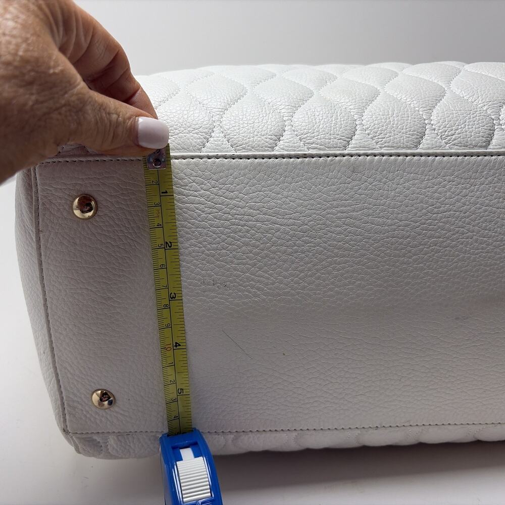 Vera Bradley Leather Quilted Ella Tote Off White 14x19x6 Nice Condition - Picture 8 of 16